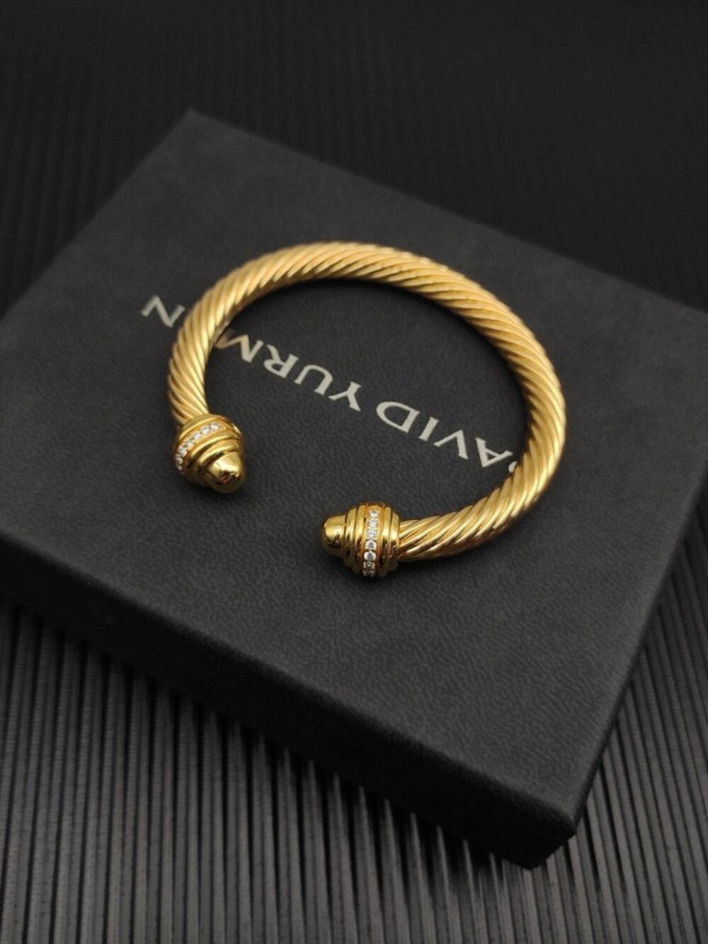 ▫️David Yurman▫️ 7mm Gold Round-End Diamond Bracelet
